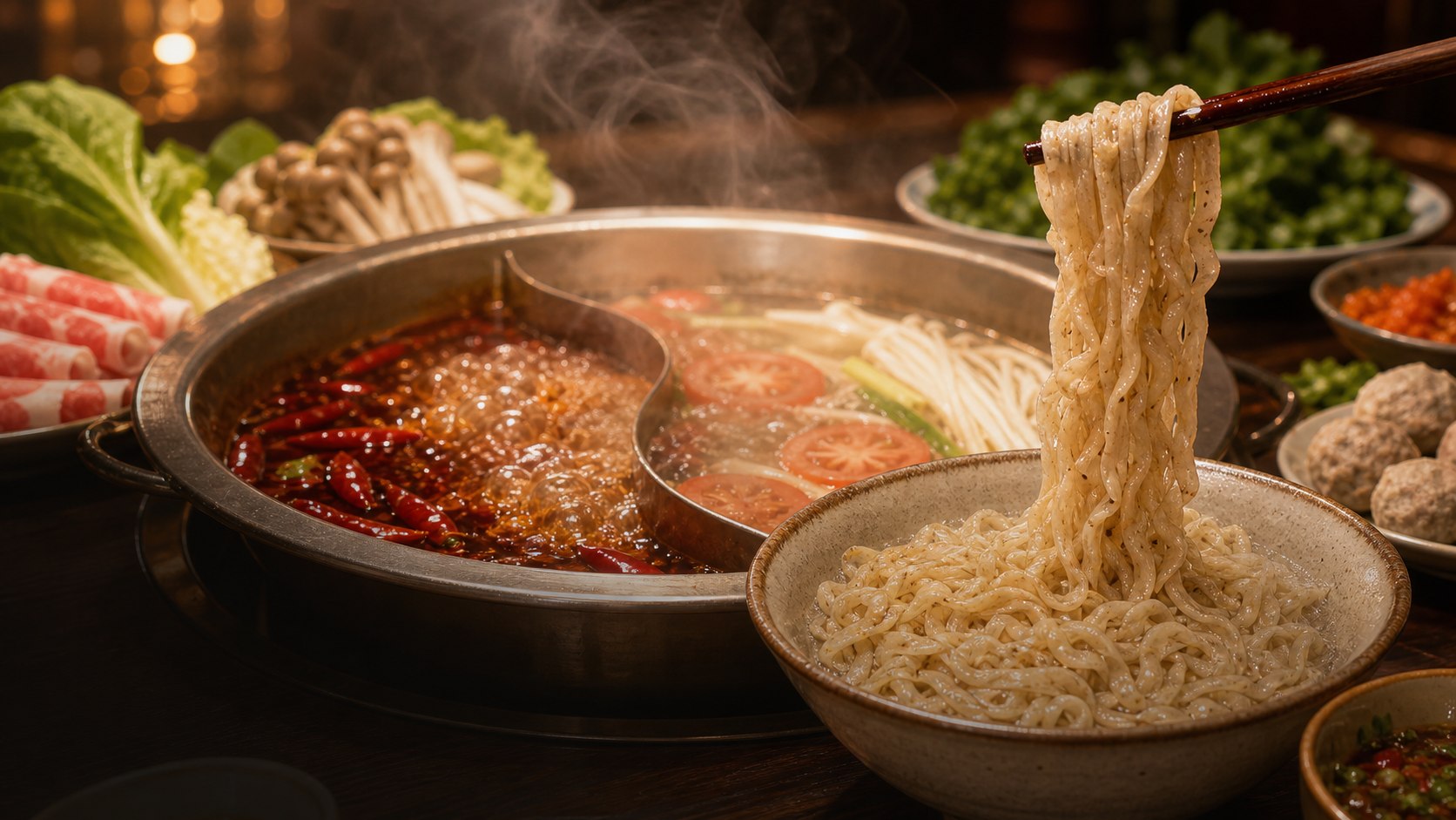 火锅场景中的特伦橄榄面